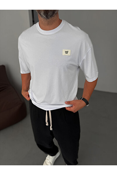 BYBASICMAN Бяла тениска с голям размер и бял пач BY-083