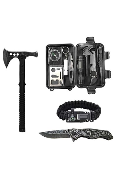Globalport Retail Kit Supravietuire 15 in 1, GT-Survival, multifunctional, negru