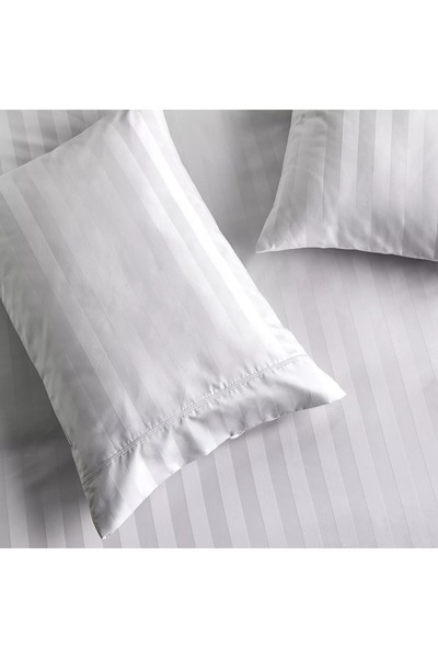 Generic Satin Stripe Pima Cotton Sateen 525 Thread Count 3-Piece Full Duvet Cover Set - 160x200 cm