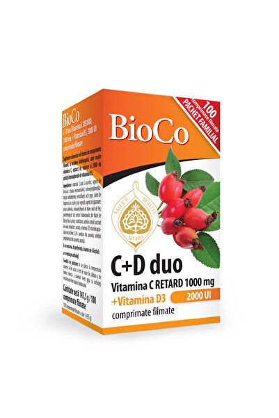 Bioco C+D Duo Vitamina C 1000 mg + Vitamina D3 2000 UI, 100 buc.
