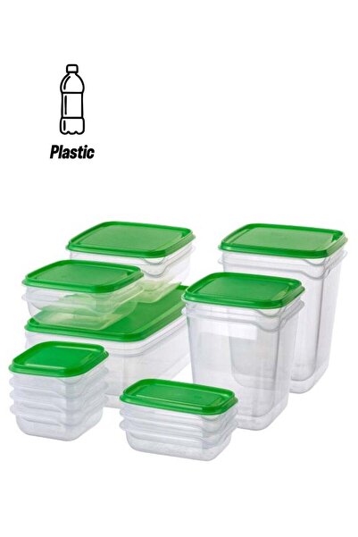 Generic Briota Plastic Food Container Set with Lid 17 Pieces Transparent/Green
