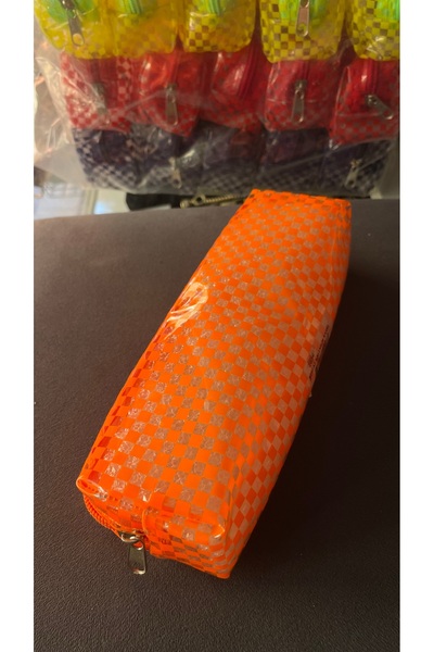 BLACK Checkered Transparent Pen Holder Pencil Case