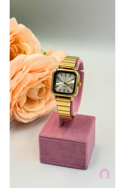 Moond Accessories Steel Cord Gold Square Cut Women's Watch
