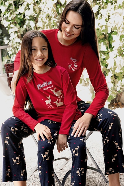 Arnetta Kadın Yıl Başı Konseptli Anne Kız Pijama Takımı