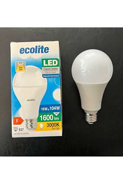 Ecolite 16 WATT DEKORATİF OPAL 1600 LÜMEN YÜKSEK IŞIK 3000K A80 MODELİ LED AMPUL