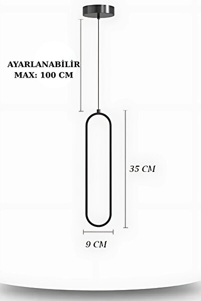 Avize ELENA SİYAH RENK TEKLİ SARKIT, ÜÇ RENK IŞIKLI MODERN, LEDLİ, SALON, HOL, MUTFAK