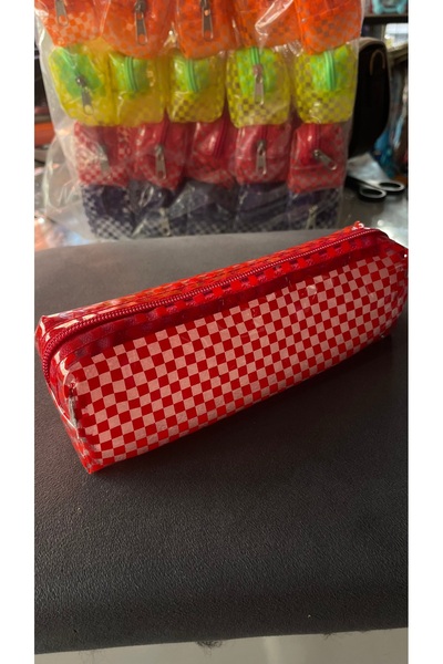 BLACK Checkered Transparent Pen Holder Pencil Case