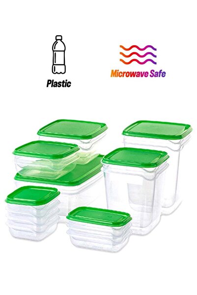Generic مجموعة حاويات طعام خضراء مكونة من 17 قطعة مقاس 18.5 سم