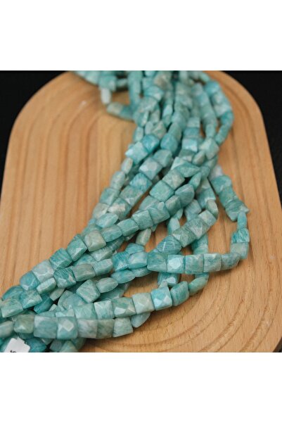 Prestij Boncuk Piatră de amozanit naturală, tăiată pătrat, amozanit de 10 mm,...