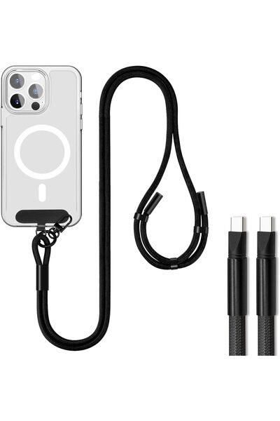 PINREK حبل هاتف 2 في 1 مع كابل شحن سريع USB-C بقوة 60 وات، وحزام كروس بودي قا...