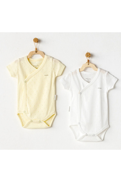 andywawa Andy Wawa Zıbın Body 2li Jacquard Basic Sarı - Beyaz