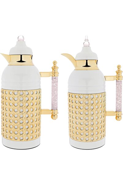 rexa thermos set, 1 liter, crystal handle, thermal glass inner case, steel outer case