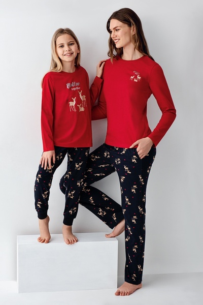 Arnetta Kadın Yıl Başı Konseptli Anne Kız Pijama Takımı
