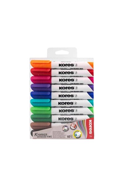 kores Marker pentru tablă albă, vârf de 3 mm, set de 10 culori,