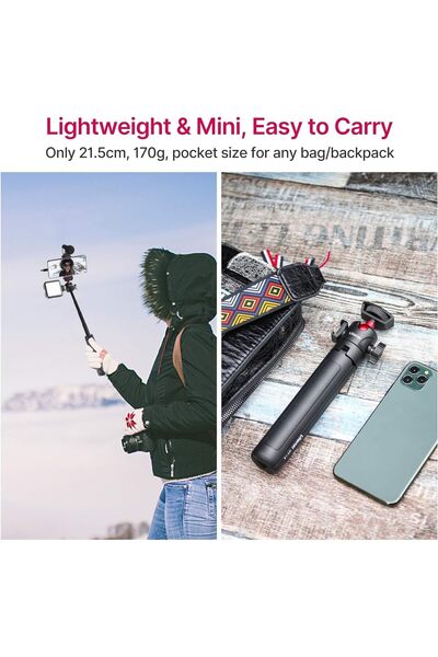ulanzi MT-16 Camera Tripod Stand Holder, Mini Tabletop Tripod Selfie Stick with Cold Shoe