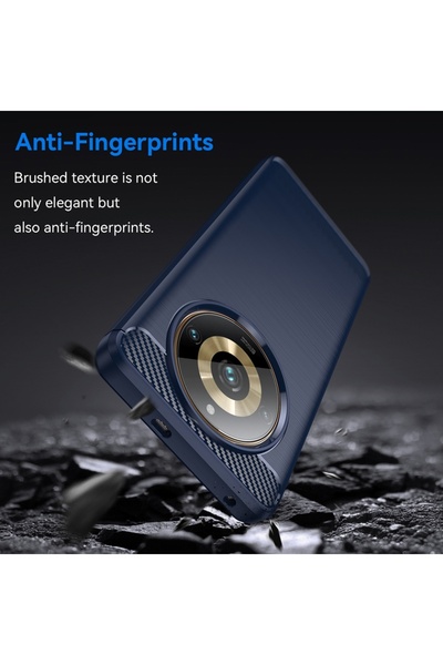 SKYDDAR INNOVATION Θήκη για Realme 11 Pro / 11 Pro+, Σιλικόνη άνθρακα, Λεπτή, υφή ινών άνθρακα, σετ αυτοκόλλητων, Μπλε