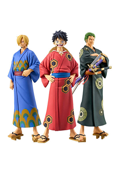 Choice1 مجموعة بانداي من 3 قطع - 18 سم - مجسمات شخصيات أنمي ون بيس: لوفي، زور...
