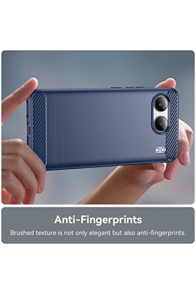 SKYDDAR INNOVATION Θήκη για OnePlus Nord 4, Σιλικόνη άνθρακα, Λεπτή σιλικόνη, υφή ινών άνθρακα, σετ αυτοκόλλητων, Μπλε