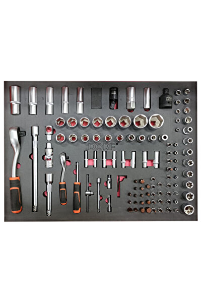 dorf 110 Parça Evalı Lokma Seti Cırcır Kolu Takım Arabası İçerik 48,5 x 35,5 cm