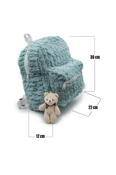 BORNAY Kız Çocuk Peluş Sırt Çantası | Teddy Anahtarlıklı Sevimli Günlük Ve Okul Çantassı