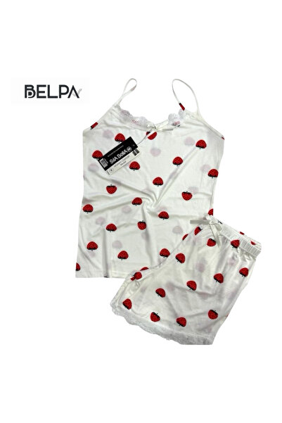 belpa Σετ πιτζάμες Sıla Sella Bamboo για γυναίκες με σορτς – Λεπτομέρεια από δαντέλα με λουράκια