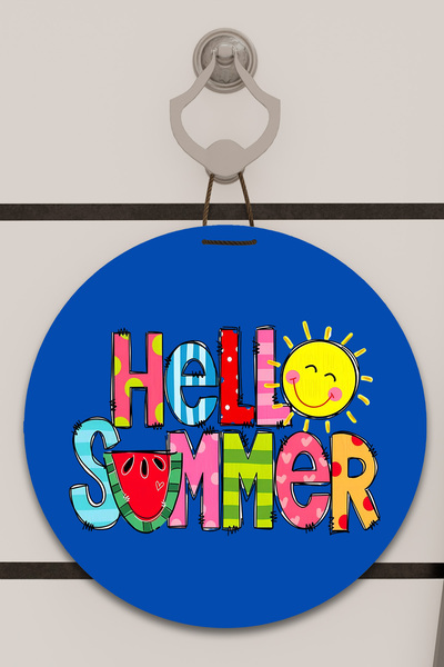 Dormot Imprimare digitală albastră, standard, colorată, tematică Hello Summer, ornament pentru ușă, ornament de perete
