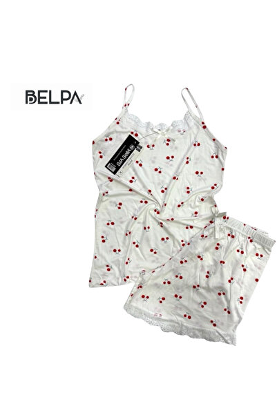 belpa Σετ πιτζάμες Sıla Sella Bamboo για γυναίκες με σορτς – Λεπτομέρεια από δαντέλα με λουράκια