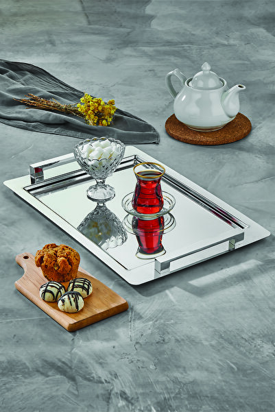 PoloChef Köprü Çay Kahve Sunum Tepsisi Paslanmaz Çelik