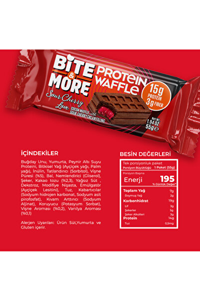 bite & more وافل بروتين بالكرز (50 جم × 12 قطعة)