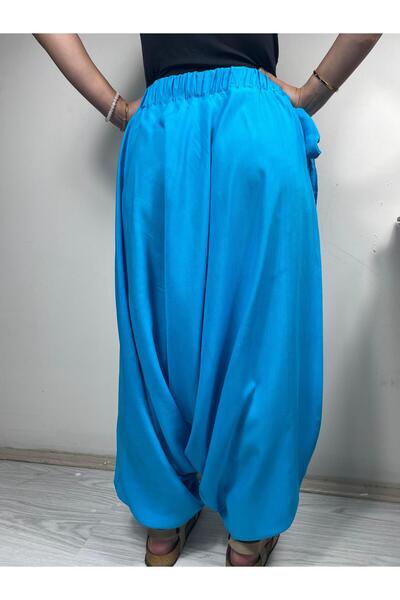 Sobe Hediyelik Blue Casual Baggy Trousers – Elastic Waist, Pockets, Comfortable Fit, Unisex Daily Wear