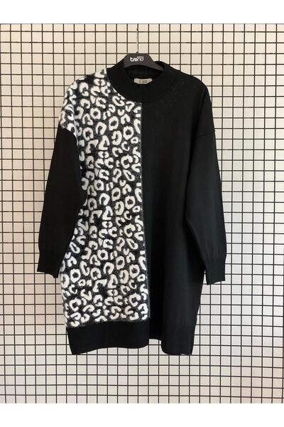 Armine Patterned Ribbed Steel Knitwear Tunic