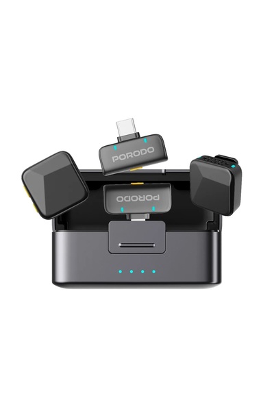 porodo Orion Lavalier Microphone Type-C & Lightning, Wireless, Auto Pairing, ...