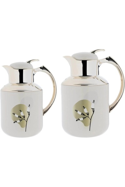 rexa thermos set, 1/0.5 liter, two pieces, thermal glass inner container, steel outer shell