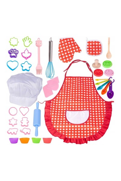 PROCART Set of 39 children's kitchen accessories, confectionery accessories, rolling pin, cake molds