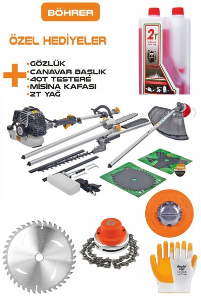 Genel Markalar 20HP H Benzinli Yan Tip 3 Kafalı Çim Biçme, Budama ve Çit Kesm...