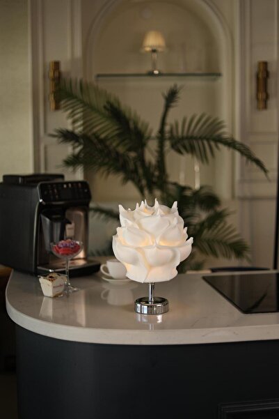 Maison Avf Beyaz Eva Gül Tasarım Şarjlı Masa Lambası