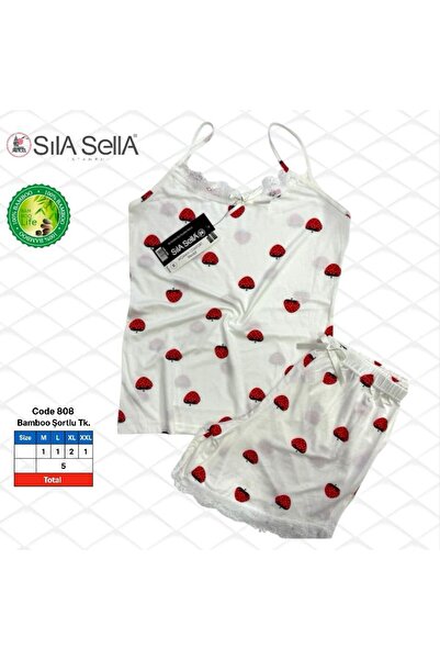 belpa Σετ πιτζάμες Sıla Sella Bamboo για γυναίκες με σορτς – Λεπτομέρεια από δαντέλα με λουράκια