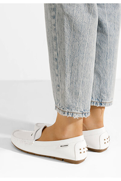 B T Shoes Bílé dámské mokasíny Abilena