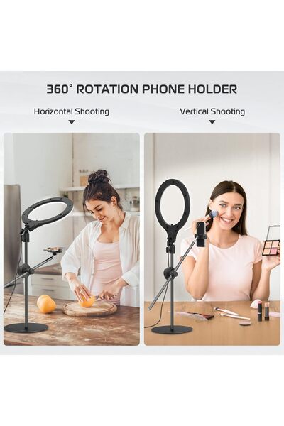 ulanzi 10" Overhead Ring Light Kit with Horizontal Boom Arm & 360° Phone Holder (3500K-6500K)