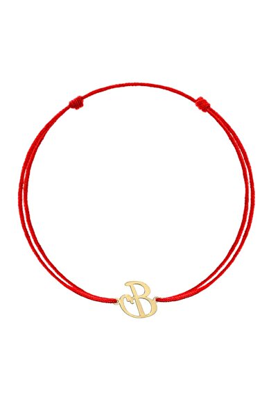 Bijuteria SORELLY Bratara Aur 14k Snur Rosu Litera B 1 cm