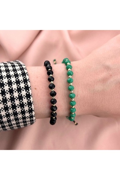 Bijuteria SORELLY 14k Gold Ball Cord Bracelet with Faceted Black Onyx 6mm