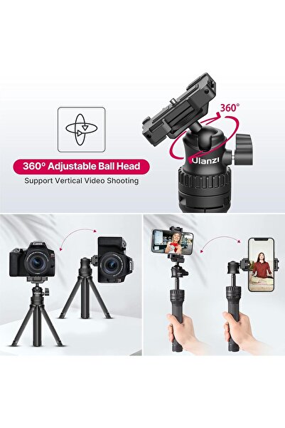 ulanzi Mini Vlog Tripod MT-34 — 360° Ball Head & Cold Shoe (Black)