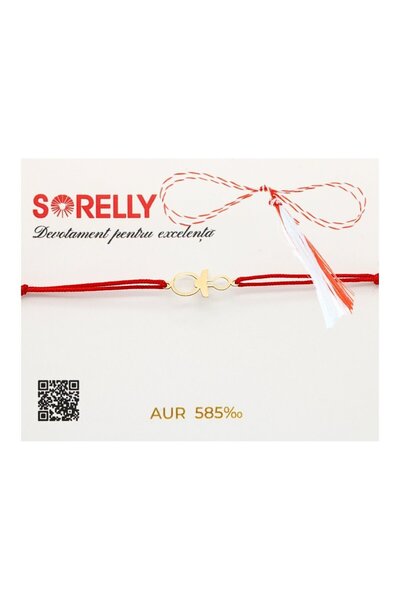 Bijuteria SORELLY Brățară Martisor din aur de 14k cu șnur pentru suzetă