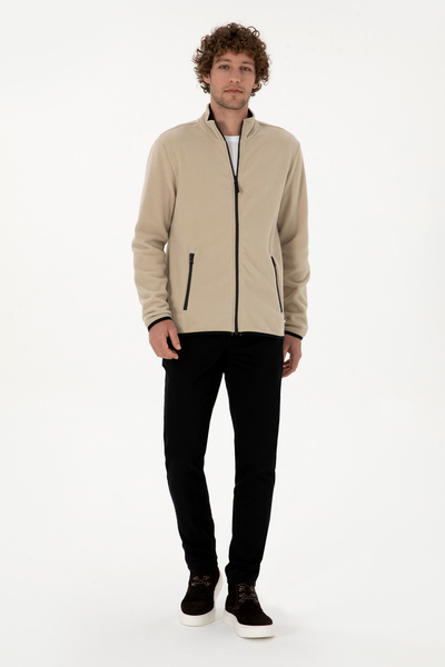 U.S. Polo Assn. Erkek Regular Fit Koyu Bej Polar Örme Hırka 50313779-VR088