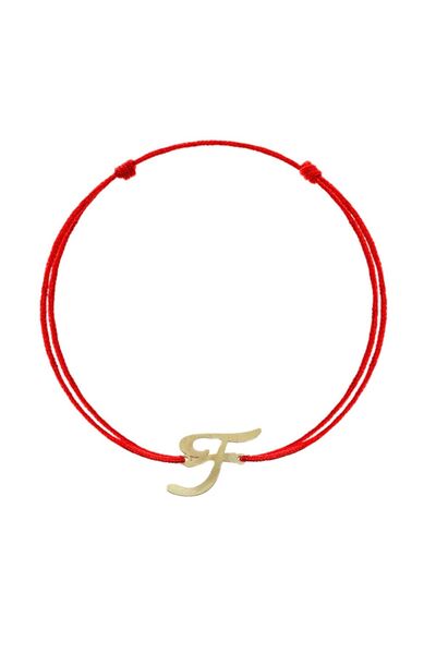 Bijuteria SORELLY Bratara Aur 14k Snur Rosu cu Initiala F