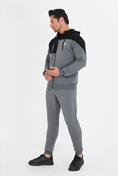 Marco Ferry Men's Cotton Hooded Tracksuit Set Anthracite 5739-A