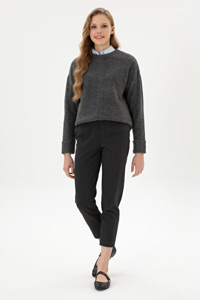 U.S. Polo Assn. Women's Gray Carrot High Waist Fit Canvas Pants 50318108-Vr024