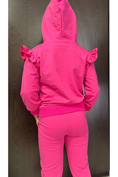 Markasız ucuz Girl's Hoodie with Ruffles Tracksuit Set