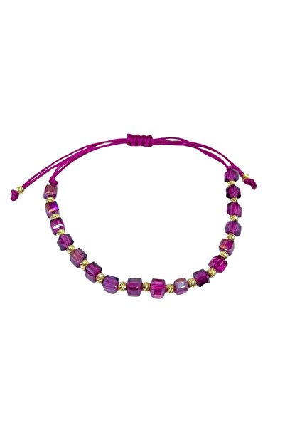 Bijuteria SORELLY Bratara Snur cu Bile Aur 14k si Cristal Cubic Mov 4mm