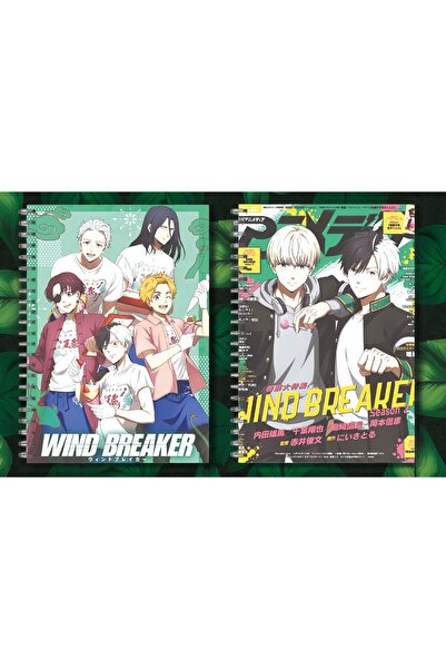 nihonwosekai دفتر ملاحظات حلزوني من ويند بريكر أنيمي، قطعتان، 50 ورقة